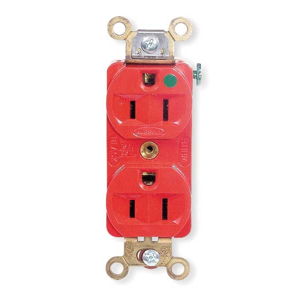 Hubbell 15A Duplex Receptacle 125VAC 5-15R RD - HBL8200HRED