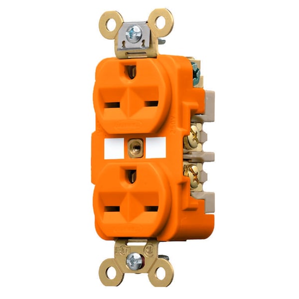 Hubbell Wiring Device-Kellems Straight Blade Devices, Receptacles, Duplex, Specification Grade, 2-Pole 3-Wire Grounding, 15A 250V, 6-15R, Orange, Single Pack - IG5662