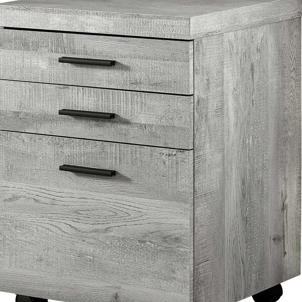 Homeroots 25.25 in. Grey Particle Board & MDF Filing Cabinet with 3 Drawers - 333502