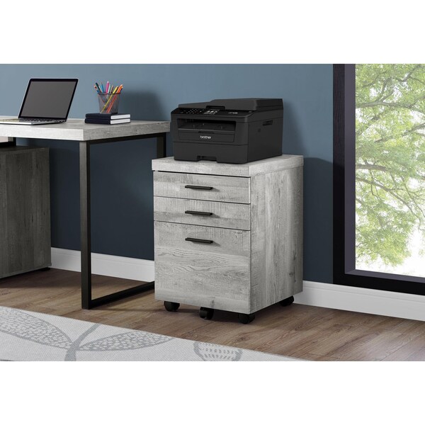 Homeroots 25.25 in. Grey Particle Board & MDF Filing Cabinet with 3 Drawers - 333502