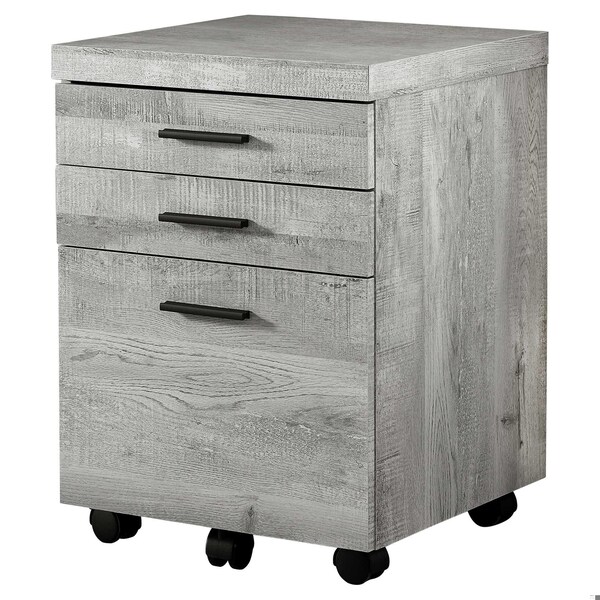 Homeroots 25.25 in. Grey Particle Board & MDF Filing Cabinet with 3 Drawers - 333502