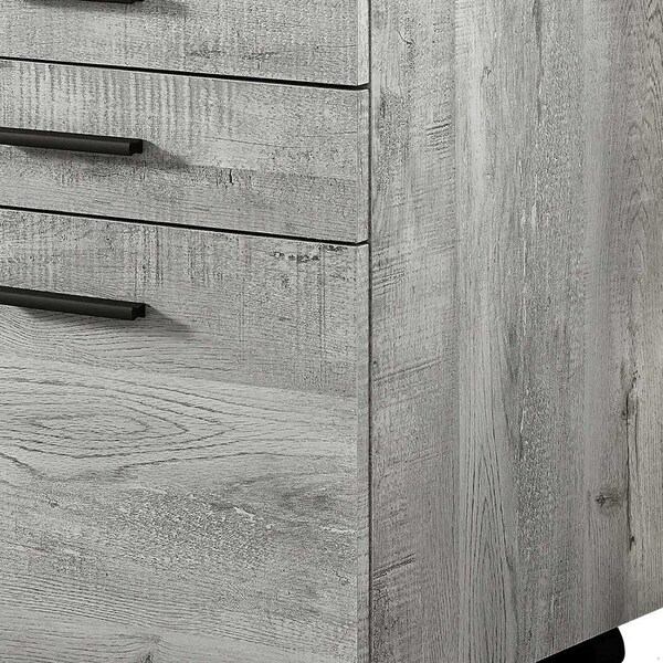 Homeroots 25.25 in. Grey Particle Board & MDF Filing Cabinet with 3 Drawers - 333502