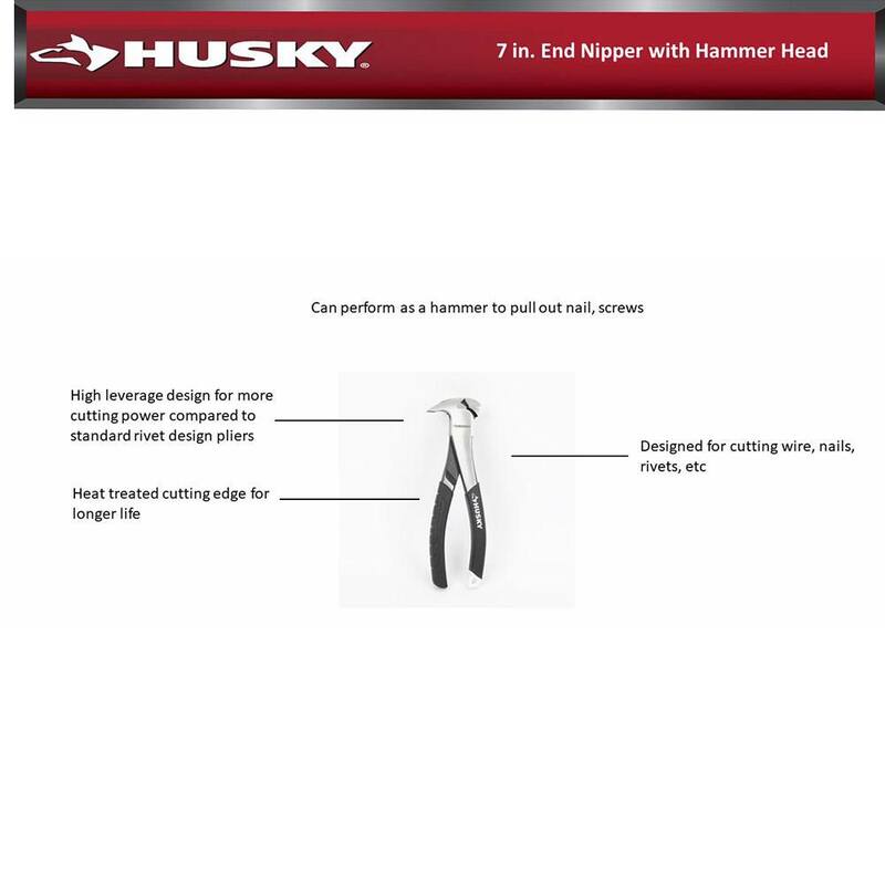 Husky 7 in. End Nipper with Hammer Head - 90148