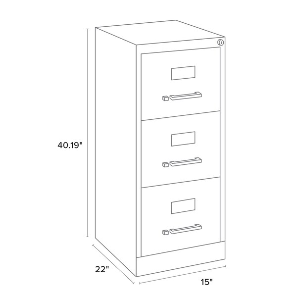 Hirsh 15 in W 3 Drawer Vertical File Cabinet, Light Gray - 24857