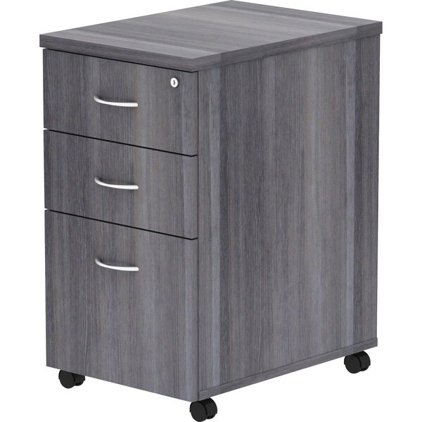 Lorell Pedestal, Mobile, B/B/F, 16"x22"x28-1/4", Weathered Charcoal - LLR69560