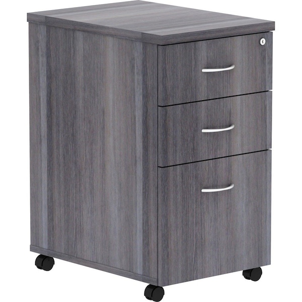 Lorell Pedestal, Mobile, B/B/F, 16"x22"x28-1/4", Weathered Charcoal - LLR69560