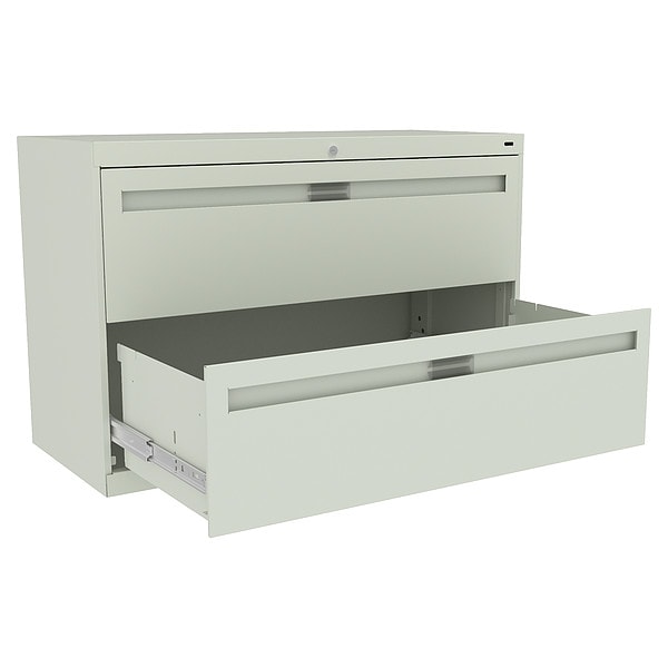 Tennsco 42 in W 2 Drawer Lateral File Cabinet, Light Gray - LPL4224L20 LGHT GREY