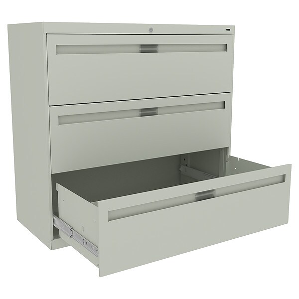 Tennsco 42 in W 3 Drawer Lateral File Cabinet, Light Gray - LPL4236L30 LGHT GREY