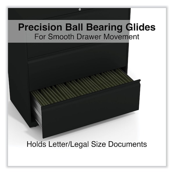 Alera 36 in W 3 Drawer File Cabinets, Black, Legal; Letter; A4; A5 - 17634