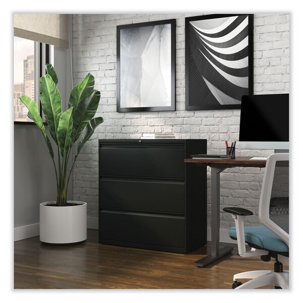 Alera 36 in W 3 Drawer File Cabinets, Black, Legal; Letter; A4; A5 - 17634