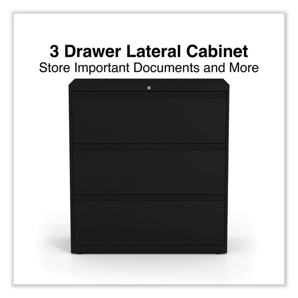 Alera 36 in W 3 Drawer File Cabinets, Black, Legal; Letter; A4; A5 - 17634