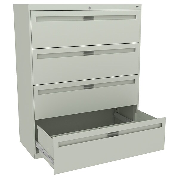 Tennsco 42 in W 4 Drawer Lateral File Cabinet, Light Gray - LPL4248L40 LGHT GREY