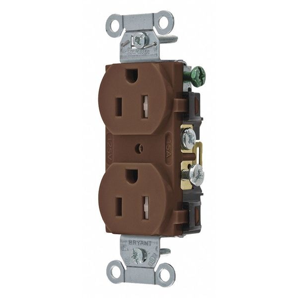 Zoro Select Receptacle, 15 A Amps, 125V AC, Flush Mount, Standard Duplex Outlet, 5-15R, Brown - CBRS15TR