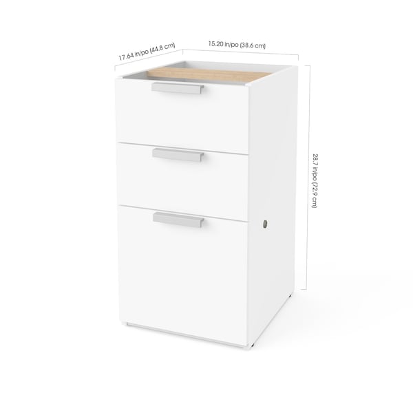 Bestar Pro-Concept Plus 16W Add-On Pedestal with 3 Drawers, White - 110620-1117