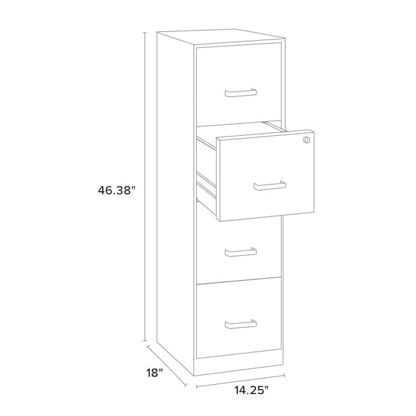 Space Solutions 14.25 in W 4 Drawer Vertical File Cabinet, Charcoal - 24047