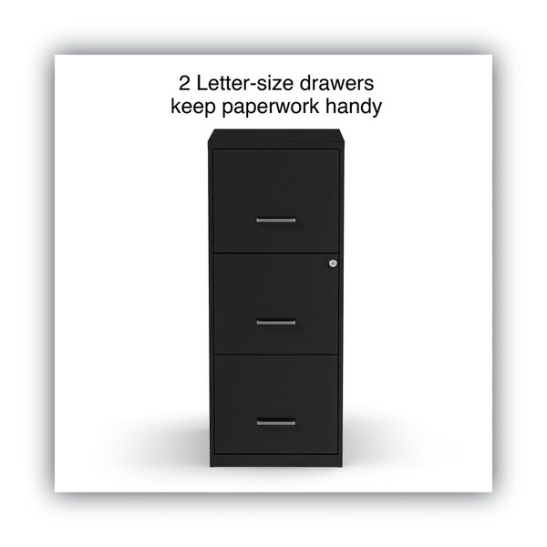 Alera 14 in W 3 Drawer File Cabinets, Black - 2806770