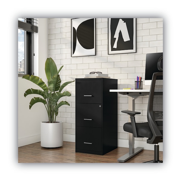 Alera 14 in W 3 Drawer File Cabinets, Black - 2806770