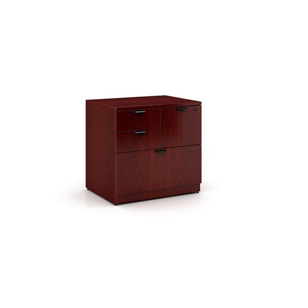 Boss 31" W 4 Drawer Combo File Cabinet, Mahogany, Letter/Legal - N114-M