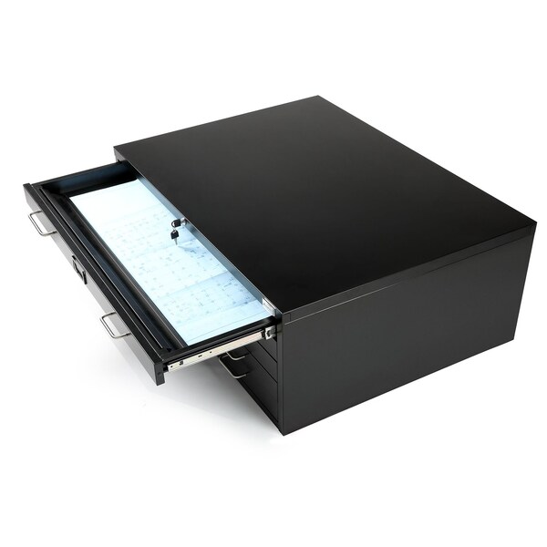Adiroffice 5-Drawer Flat Large Document and Blueprint File Cabinet in Black - ADIOF500-02-MK