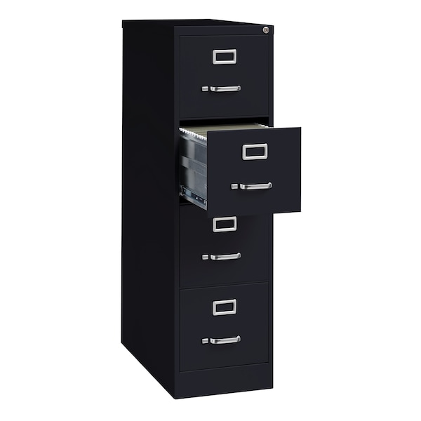 Hirsh 15" W 4 Drawer Vertical File Cabinet, Black, Letter - 16699