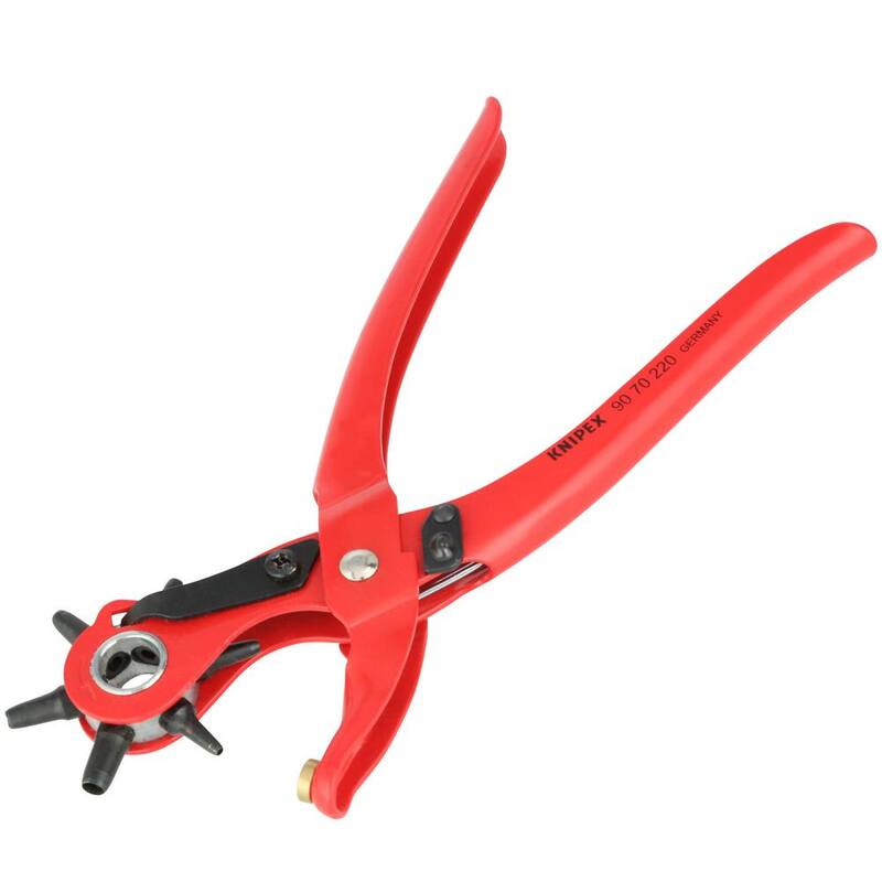 KNIPEX Heavy Duty Forged Steel Revolving Punch Pliers with Red Powder Coating - 90 70 220