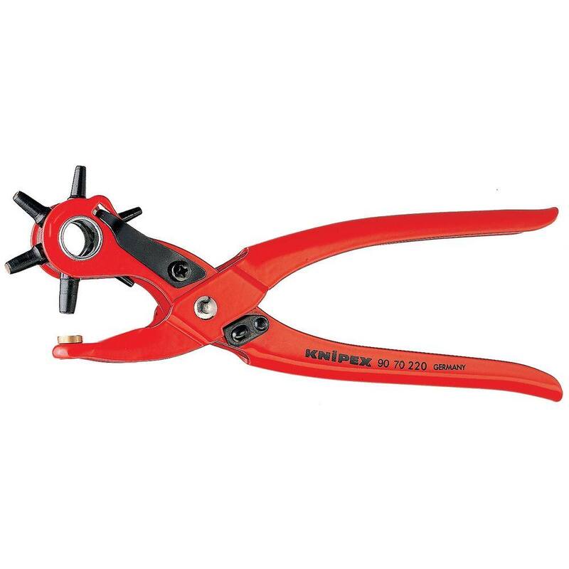 KNIPEX Heavy Duty Forged Steel Revolving Punch Pliers with Red Powder Coating - 90 70 220