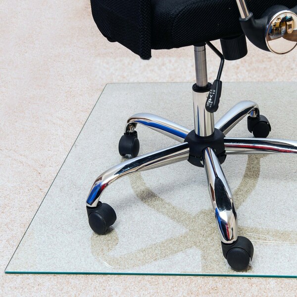 Floortex Glaciermat Heavy Duty Glass Chair Mat for Hard Floors & Carpets - 36" x 42" - FC123642EG