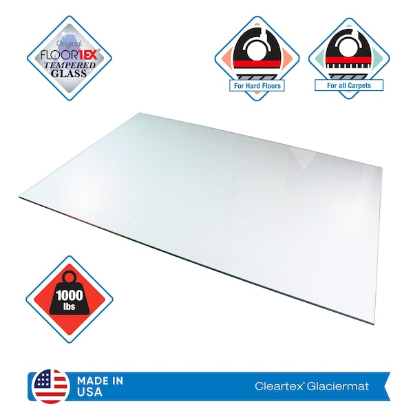 Floortex Glaciermat Heavy Duty Glass Chair Mat for Hard Floors & Carpets - 36" x 42" - FC123642EG