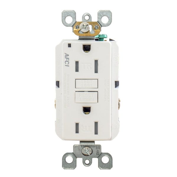 Hubbell Receptacle, 15 A Amps, 125V AC, Flush Mount, Standard Duplex Outlet, 5-15R, White - AFR15TRW