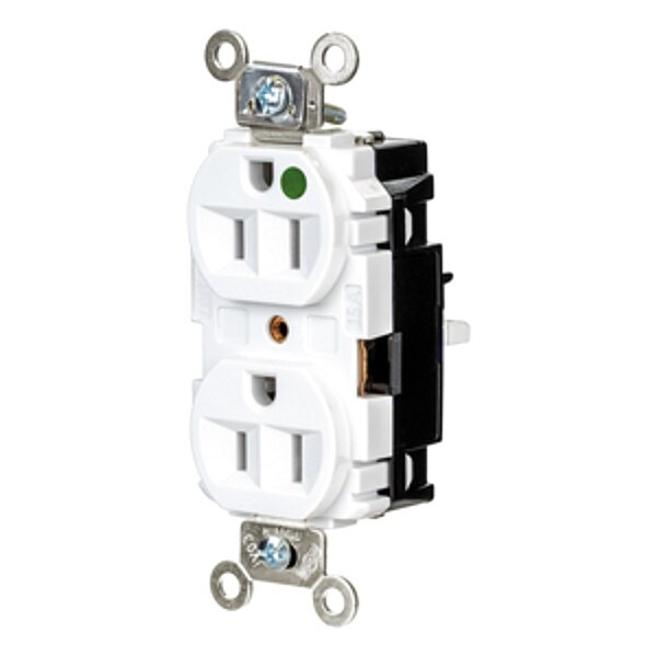 Hubbell Receptacle, 1/2 hp, 125V AC, NEMA 5-15R - HBL8200STW