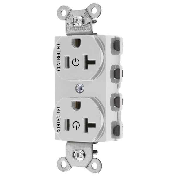 Hubbell Wiring Device-Kellems Straight Blade Devices, Receptacles, Duplex, SNAPConnect, Controlled, Tamper Resistant, 20A 125V, 2-Pole 3-Wire Grounding, 5-20R, Nylon, White - SNAP5362C2W