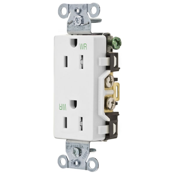 Hubbell Wiring Device-Kellems Commercial Specification Grade Style Line Decorator Duplex Receptacles - DR15WHIWRTR