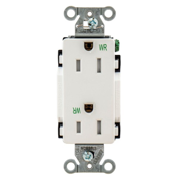 Hubbell Wiring Device-Kellems Commercial Specification Grade Style Line Decorator Duplex Receptacles - DR15WHIWRTR