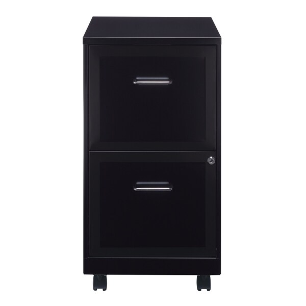 Space Solutions 14.25 in W 2 Drawer Mobile Vertical File Cabinet, Black - 16872