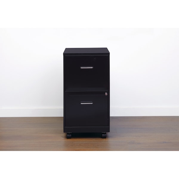 Space Solutions 14.25 in W 2 Drawer Mobile Vertical File Cabinet, Black - 16872