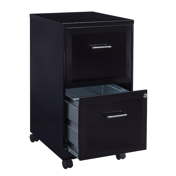 Space Solutions 14.25 in W 2 Drawer Mobile Vertical File Cabinet, Black - 16872