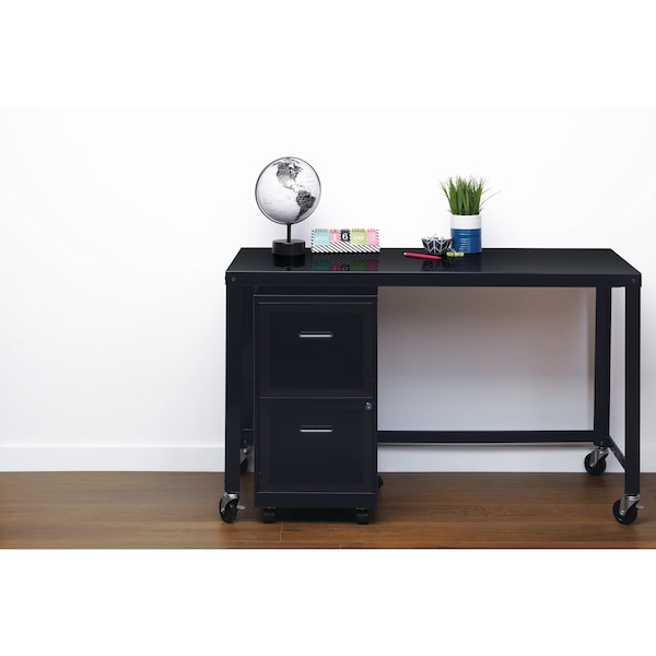 Space Solutions 14.25 in W 2 Drawer Mobile Vertical File Cabinet, Black - 16872