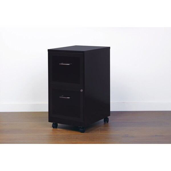 Space Solutions 14.25 in W 2 Drawer Mobile Vertical File Cabinet, Black - 16872