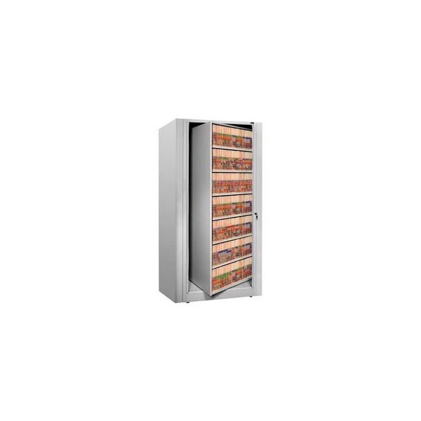 Datum Filing Systems Rotary File Cabinet Starter Unit w/ 2 End Panels , Legal, 6 Shelves, Light Gray - XLG-S7-T47