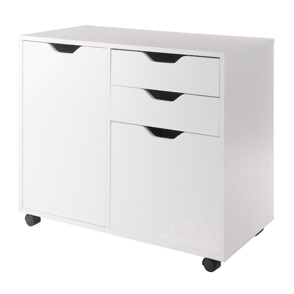 Juki Furniture 26.3 x 30.7 x 15.9 in. Halifax 2 Section Mobile Filing Cabinet, White - JU3268817