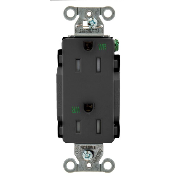 Hubbell Wiring Device-Kellems Commercial Specification Grade Style Line Decorator Duplex Receptacles - DR15BLKWRTR