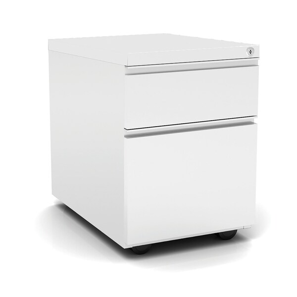 Officesource Metal Pedestals 2 Drawer Metal File and Box Pedestal - 22''D - OSCPSBFWH
