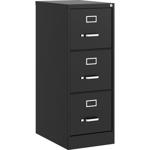 Lorell Fortress Series 3-Drawer Vertical File Cabinet, 15" x 22" x 40.2", Black - LLR42297