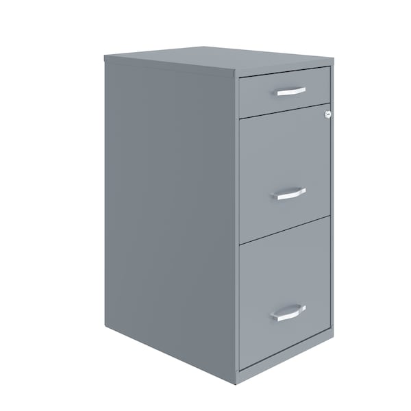 Space Solutions 14.25 in W 3 Drawer Vertical File Cabinet W/ Pencil Drawer, Platinum - 25153