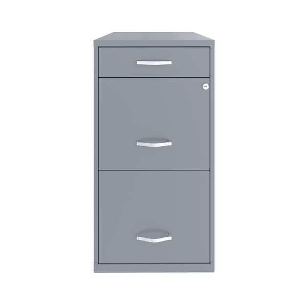 Space Solutions 14.25 in W 3 Drawer Vertical File Cabinet W/ Pencil Drawer, Platinum - 25153