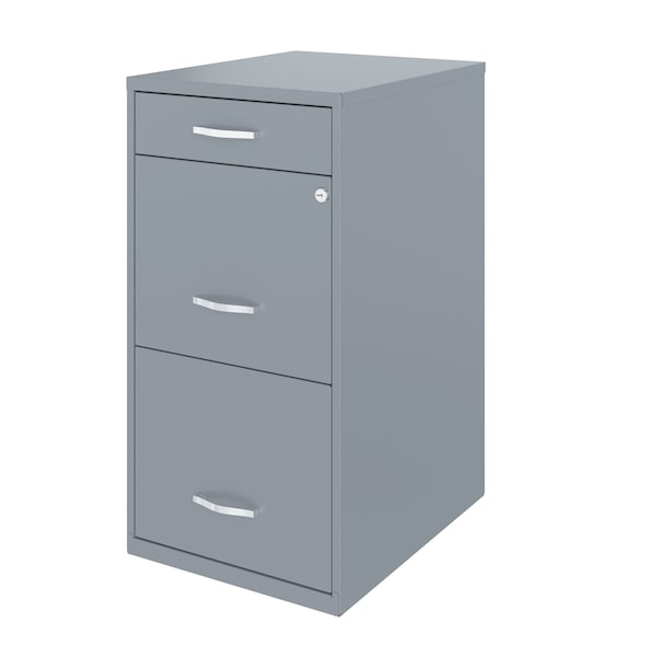 Space Solutions 14.25 in W 3 Drawer Vertical File Cabinet W/ Pencil Drawer, Platinum - 25153
