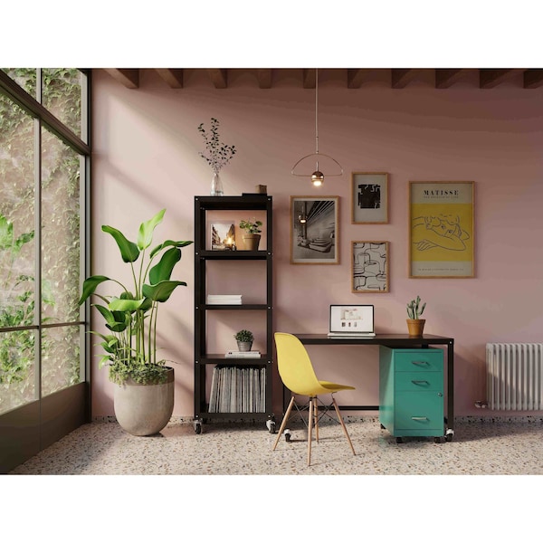 Space Solutions 14.25 in W 3 Drawer Mobile Vertical File Cabinet, Teal - 24431