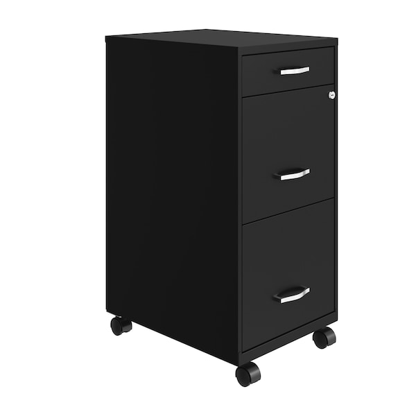Space Solutions 14.25 in W 3 Drawer Mobile Vertical File Cabinet, Black - 24505