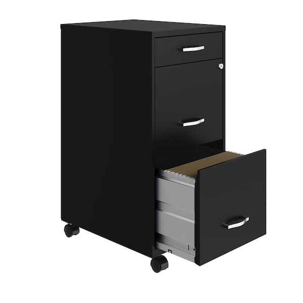 Space Solutions 14.25 in W 3 Drawer Mobile Vertical File Cabinet, Black - 24505