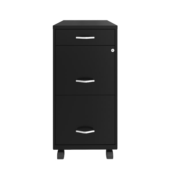 Space Solutions 14.25 in W 3 Drawer Mobile Vertical File Cabinet, Black - 24505